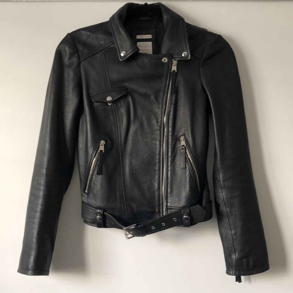ZARA Real lamb Leather Biker Jacket - Lamb Skin SMALL